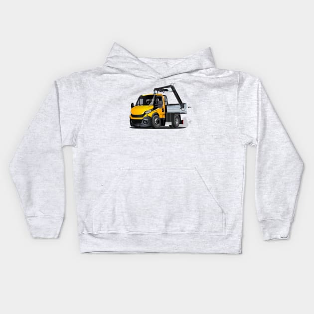 Cartoon Lkw Truck with Crane Kids Hoodie by Mechanik